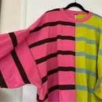 Free People  Uptown Oversized Striped Pullover Sweater Womens Medium Pink Green Photo 5