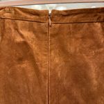 Pamela McCoy Brown Asymmetrical Midi Pencil Skirt leather size medium fringe Photo 3