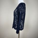 J.CREW Lace Blouse Top Womens 4 Navy Blue‎ Floral Long Sleeve Crew Party Holiday Blue Photo 7
