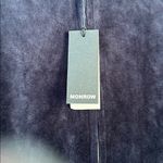 NWT Monrow Neptune Navy with stripe Brown Velour full zip jacket Size Small Blue Photo 3