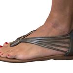 Lucky Brand Caryl Pewter Metallic Leather Sandals size 7 Photo 2