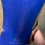 Rebecca Minkoff  penny embossed gold Mary Janes scalloped heels croc embossed 6.5 Photo 4