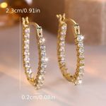 Gold Inside Out Oval Hoop Earrings CZ Simulated Diamond Layered Hoops NWT Photo 2
