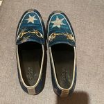 Gucci | Jordaan Blue Star Silver Metallic Loafers with Gold Horsebit Size 34.5 Photo 7
