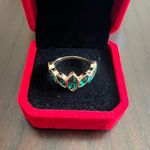 Gorgeous Gold Plated Faux Emerald Statement Ring Size 8 Photo 1