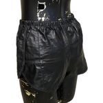 American Vintage Black Faux Leather Short Red Floral Embroidery Photo 3