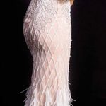 Jovani Size 4  ivory feathered gown Photo 4