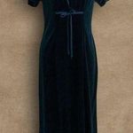 Vintage Dress.com Velvet Dark Green Short Sleeve Maxi Dress Size M Photo 0
