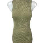 Forever 21  Olive Green Sleeveless Rib High Neck Mini Bodycon Sweater Dress S/M Photo 0