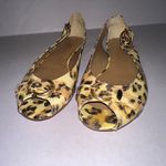 Stuart Wietzman Leather Animal Print Peep‎ Toe Slip On Flats Shoes Womens 7.5 M Yellow Photo 4