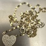 925 Gold Over Silver Vermeil Pave Heart Pendant Twisted Chain Necklace 2.2g. Photo 5
