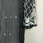 Vtg Lawrence Kazar Silk Beaded Formal Dress Sz XL Black White Sequin Long Sleeve Photo 9