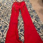 Edikted  Engine Lace Up Cutout Flared Jeans Cherry Red Western Small Photo 8