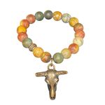 Mookaite Jasper Bull Skull Western Bracelet Brown Photo 6