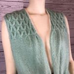 Handmade Vintage Hand knit open front green vest size medium Photo 5
