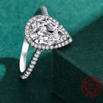 Sterling Silver SIZE 7 925 3CT Emerald Cut Sparkling Water Drop Shape Rings Photo 3