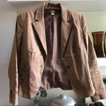Apt. 9 Vintage Y2K  Embroidered Rose Linen Blend Tan Blazer Jacket Size 10 Photo 5