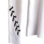Revolve John + Jenn NEW Ribbed Lace Up Long Sleeve Crew Neck Sweater Top White Medium Photo 2