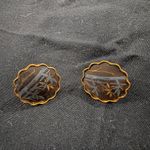 VINTAGE / ANTIQUE JAPANESE DAMASCENE GOLD SILVER SCREW BACK EARRINGS HANDMADE Black Photo 4