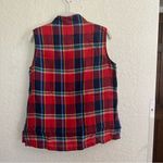 Jones New York   Red Blue Plaid Linen Sleeveless Collar‎ Button Shirt SIZE 8 Photo 3