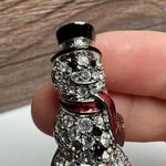 Swavorski Swarovski Crystal Snowman Brooch Pin Clear Pave Crystals Red & Black Enamel Photo 4
