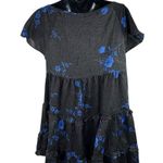 Urban Outfitters  Floral Bea Black Blue Mini Dress Ruffle Tiered Women’s M GRUNGE Photo 6