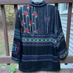 Chico's Womens 100% SILK Embroidered silk Lined Classic blazer Light Jacket|Sz:1 Photo 1