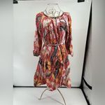 Elizabeth and James  red floral short dress 3/4 sleeve 100% cotton size medium Photo 7