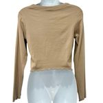 Cotton On  Ford Mustang Country Tan Brown Long Sleeve Lettuce Hem Crop Tee size M Photo 1