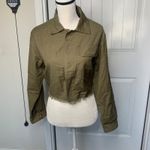 Anthropologie  2 piece set green‎ raw hem linen blend jacket and shorts size 8 Photo 2