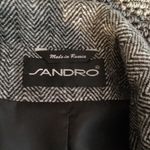 Sandro  Vintage Structured Full Zip Wool Blazer Jacket Herringbone Size 10 Photo 3