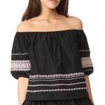 Love Shack Fancy FRIDA OFF THE SHOULDER ROMANTIC EMBROIDERED BLACK SHIRT TOP S Photo 0