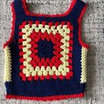 •Handmade granny square crochet cropped top• Size S Red Photo 0