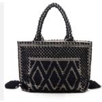 Sole Society  Palisades Woven Tote W/Tassels Textured Geometric Shape Large 20X13 Photo 1