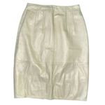 Pia Rucci 80s Cream 100% Soft Leather Knee Length Pencil Skirt X Photo 7