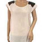 Romeo + Juliet Couture NWT! Ivory sleeveless blouse split hem beaded design size L Photo 0