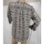 EXPRESS Shirt Size S Animal Print Snake Button Front Tab Sleeve Blouse V-Neck Photo 13