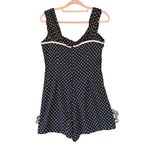 Hell Bunny  Vixen Navy White Polka Dot Playsuit, Sz M Photo 1