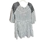 Free People  Women's Boho Mini Lola Striped Dress White Black Tiered Embroidered Photo 4