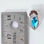 Blue Topaz Crystal Bridal Prom Necklace Set Silver Photo 6