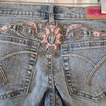 Tyte Jeans Juniors Size 5 Flare Leg Pink Embroidered Y2K Vintage Denim Stretchy Blue Photo 4