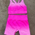 PINK - Victoria's Secret Victoria’s Secret PINK Matching Set Shorts & Bra Pink Ombré size M Biker Photo 0