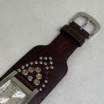 Guess  women’s watch silver tone 22mm quartz rhinestones wide leather running Photo 3