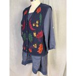 Jennifer Moore Vintage Autumn Leaf Sweater Novelty Vest Embroidered Navy L Photo 8