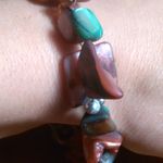 Purple Shell Pearl and Blue Crystal Heart Design Bracelet (7 Inch) Photo 11