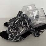 Joan Boyce Heels Women 8 W Black Gray Cheetah Leopard Rhinestone Velour Slide Photo 0