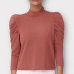 Cuyana Terracotta French Terry Puff Sleeve Sweater Organic Cotton Mauve Pink Size M Photo 1