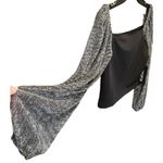 Wildfox Benicia Black Crop Top with Sheer Long Sleeves Size M NWT Photo 2