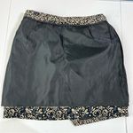 H&M Black Beige Jacquard Skirt Size 8 Lined Baroque Floral Tapestry Mini Photo 8