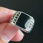 Obsidian stone S925 antique silver woman ring size 6.5 Photo 5
